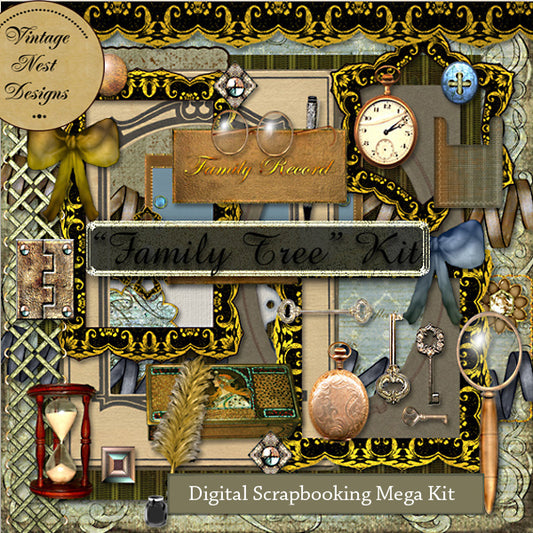 Family Tree Scrapbooking Kit Digital Prints Scrapbooking