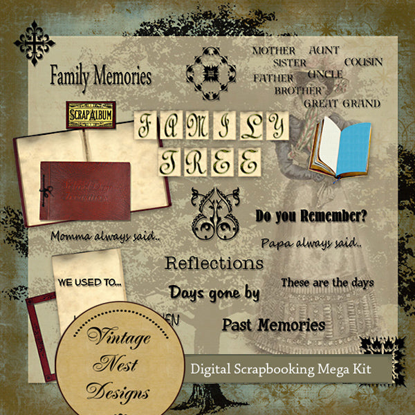Family Tree Scrapbooking Kit Digital Prints Scrapbooking