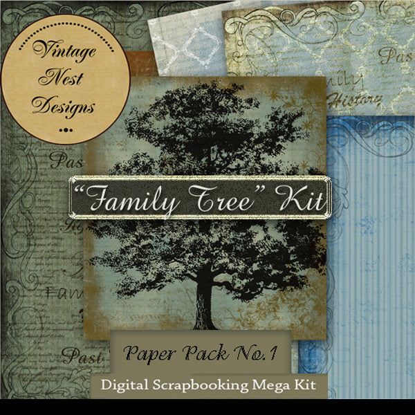 Family Tree Scrapbooking Kit Digital Prints Scrapbooking