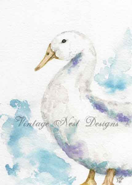 Digital Print Farm Duck No.1 Watercolor Painting Instant Download