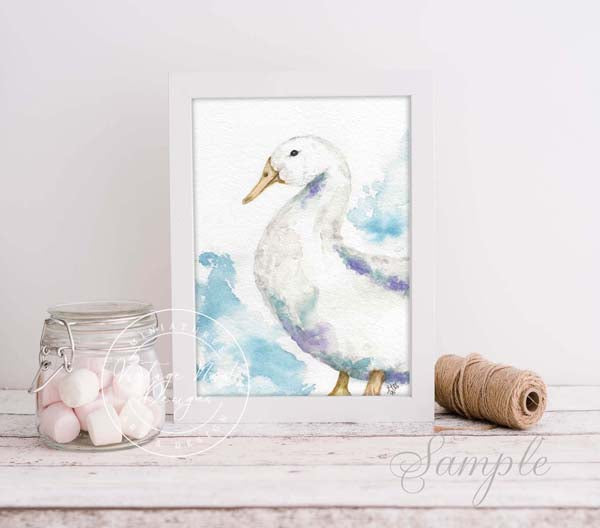Digital Print Farm Duck No.1 Watercolor Painting Instant Download