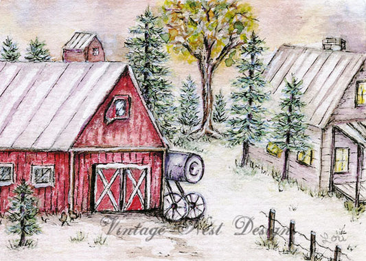 Digital Print Farm Life No.10 ACEO Watercolor Instant Download