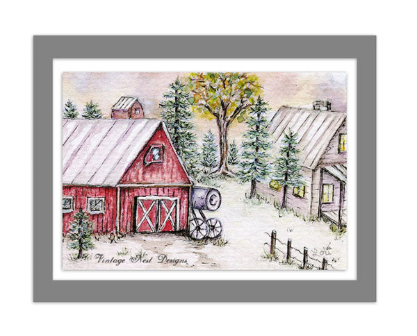 Digital Print Farm Life No.10 ACEO Watercolor Instant Download