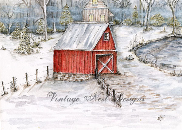 Digital Print Farm Life No.13 Watercolor Painting Instant Download
