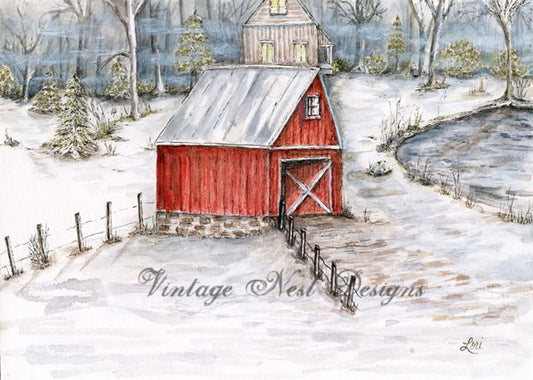 Digital Print Farm Life No.13 Watercolor Painting Instant Download