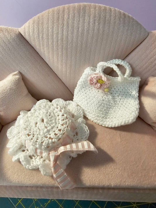 Bar bie Fashion Doll Bag and Hat No.1 Handmade Crochet
