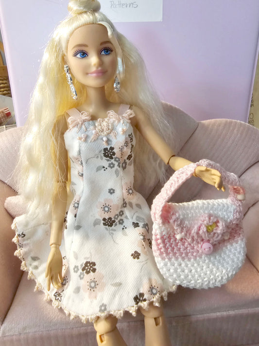 Barbie Fashion Doll Outfit No.5 Handmade Dress & Bag