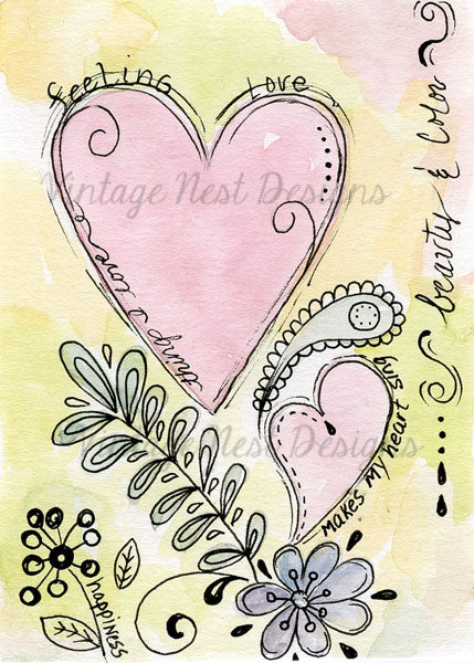 Digital Print Feeling Love No.1 Watercolor Painting Instant Download