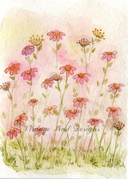 Feld der Blumen Nr. 1 ACEO Digitaldruck Aquarellmalerei
