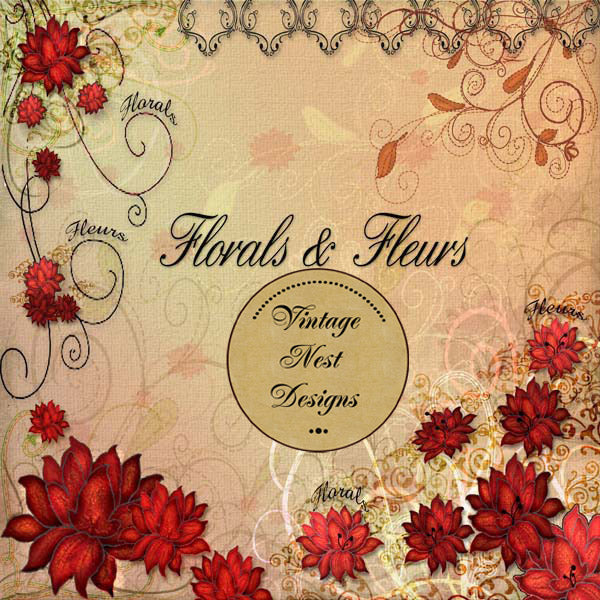 Digital Scrapbooking Floral & Fleurs Quick Page No.1 Instant Download