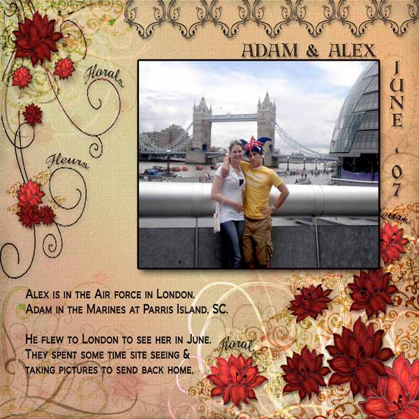 Digital Scrapbooking Floral & Fleurs Quick Page No.1 Instant Download