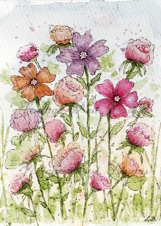 Digitale Drucke Schnörkel Nr.15:2 Aquarellmalerei Sofort-Download