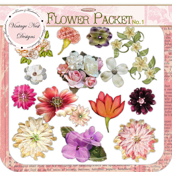 Digitales Scrapbooking Blumenpaket Nr. 1 Sofort-Download