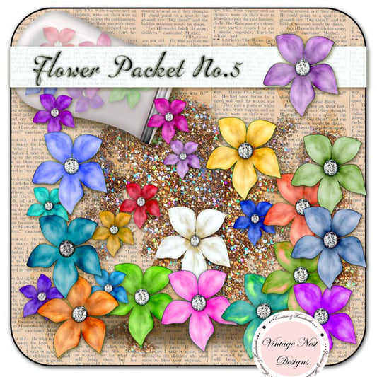 Kit de Fleurs Scrapbooking Digital N°5 Téléchargement Immédiat