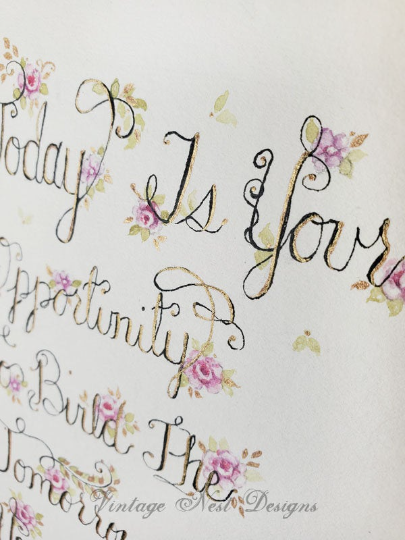 Citation Fleurs N°1 Aquarelle Originale