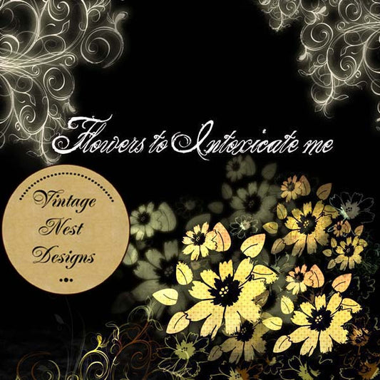 Fleurs de Scrapbooking Numérique pour m'Enivrer - Page Rapide N°1 Téléchargement Instantané
