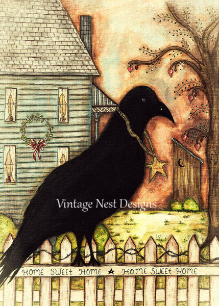 Digital Print Home Sweet Home Folk Art Acrylic Painting Instant Download