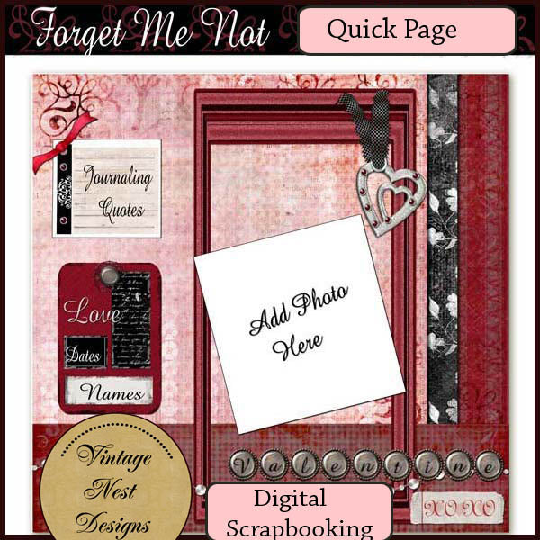 Scrapbooking numérique "Forget Me Not" Page rapide N°1 Téléchargement instantané