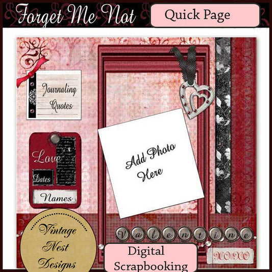 Scrapbooking numérique "Forget Me Not" Page rapide N°1 Téléchargement instantané