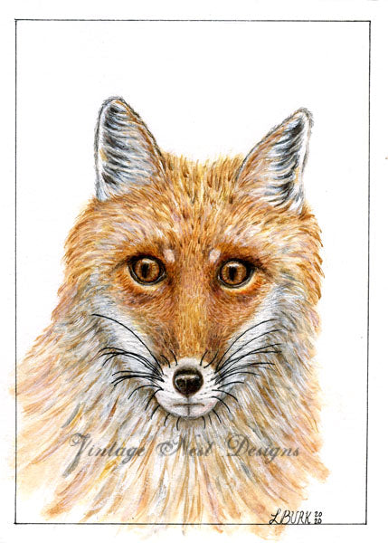 Digital Print Fox No.1 Watercolor Painting Instant Download