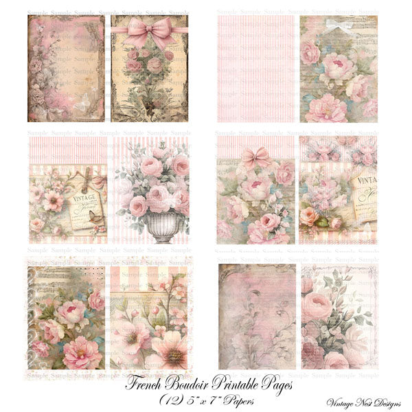 Kit de scrapbooking numérique boudoir français n°1 - Téléchargement instantané