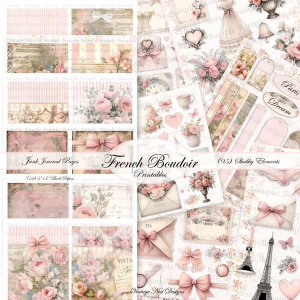 Kit de scrapbooking numérique boudoir français n°1 - Téléchargement instantané