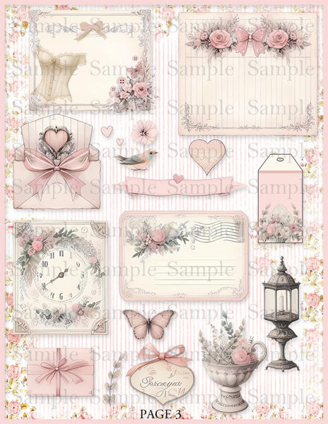 Kit de scrapbooking numérique boudoir français n°1 - Téléchargement instantané