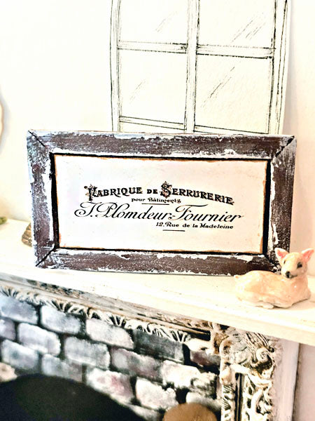 Miniature French Sign No.9 Art Dollhouse Wall Decor 1:12 Scale