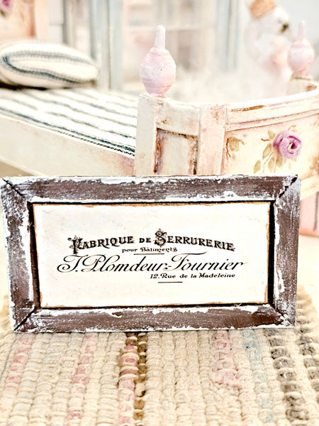 Miniature French Sign No.9 Art Dollhouse Wall Decor 1:12 Scale