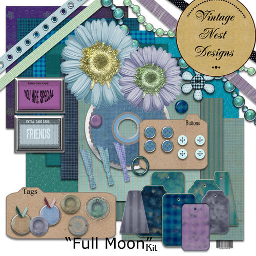 Digital Scrapbooking Full Moon Kit Instant Download