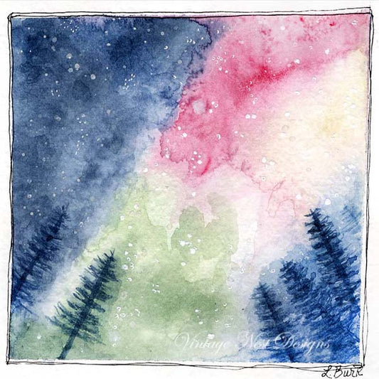 Digital Print Galaxy of Stars No.1 Watercolor Painting Instant Download