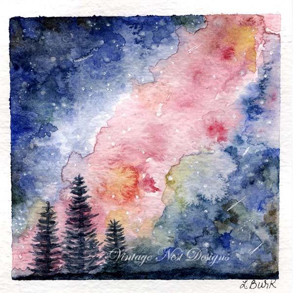 Digital Print Galaxy of Stars No.2 Watercolor Painting Instant Download