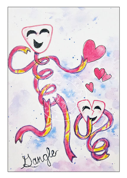 Digital Print Gangle No.1 Childrens Character Watercolor Painting Instant Download