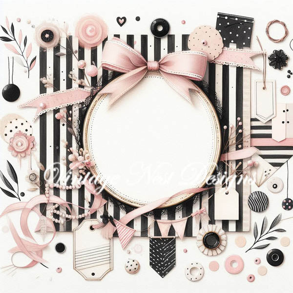 Digital Scrapbooking Pink & Black Layouts No.2 Illustration Instant Download