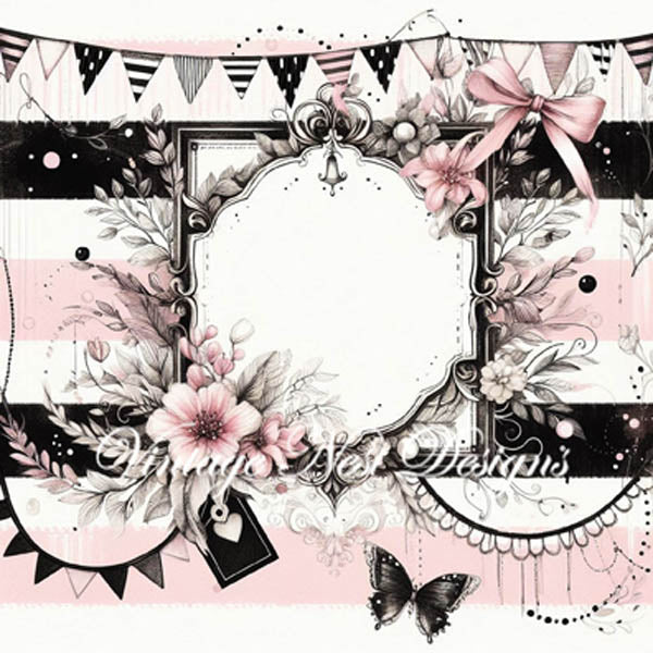 Digital Scrapbooking Pink & Black Layouts No.2 Illustration Instant Download