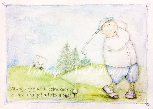 Digital Print Always Golf No.1 Illustration Instant Download
