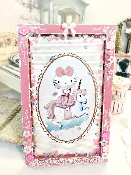 Miniature Goodbye Kitty No.1 Art 1:12 Scale Dollhouse Wall Picture