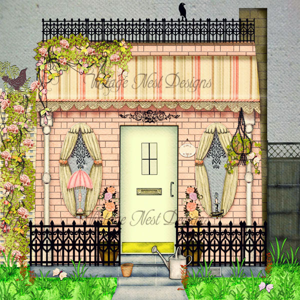 Digital Print Grandmas Cottage Illustration Instant Download