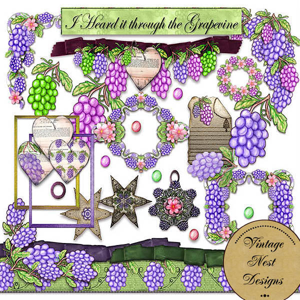 Digital Scrapbooking Grapevine Kit Instant Download
