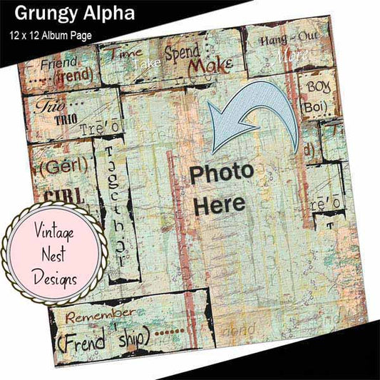 Scrapbooking numérique Alphabet Grungy Page rapide n°1 Téléchargement instantané