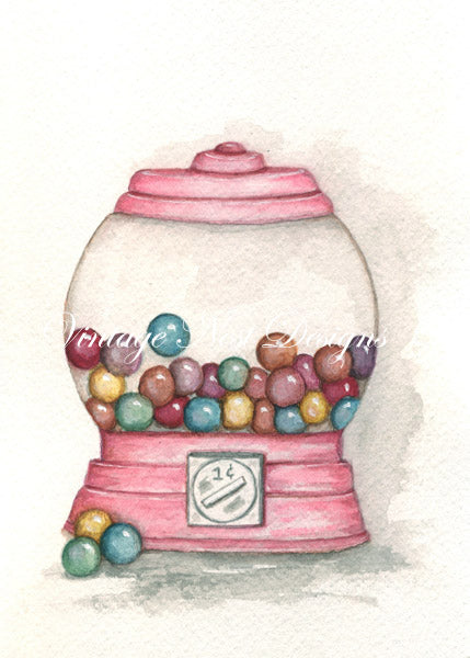 Digital Print Gum Ball Candy No.1 Watercolor Instant Download
