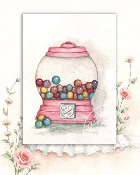 Digital Print Gum Ball Candy No.1 Watercolor Instant Download