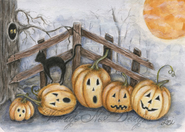 Citrouilles d'Halloween n°6 Peinture numérique à l'aquarelle