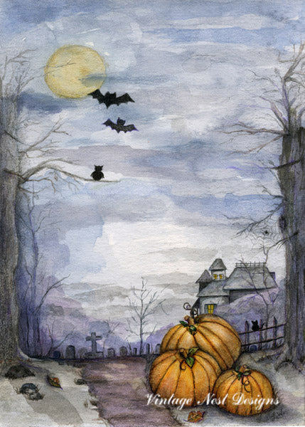 Impressions numériques Citrouilles d'Halloween N°3 Peinture aquarelle