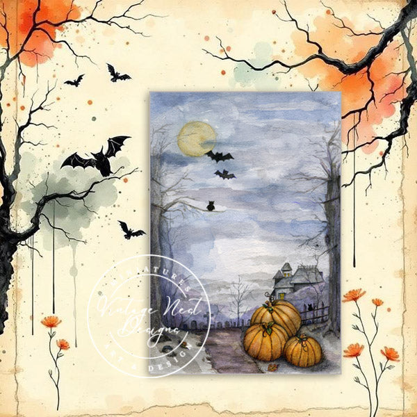 Impressions numériques Citrouilles d'Halloween N°3 Peinture aquarelle