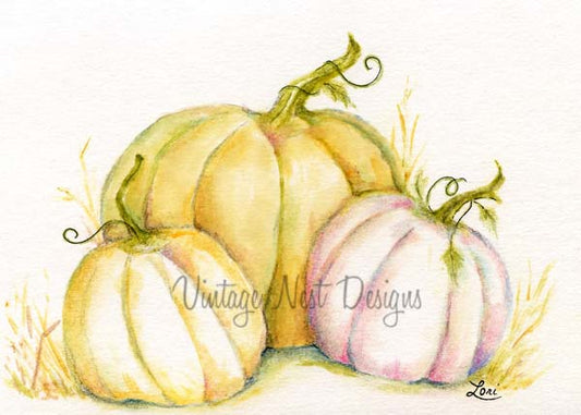 Digital Print Halloween Kürbisse Nr.4 Aquarell Sofortiger Download