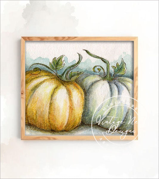 Impression numérique Citrouilles d'Halloween N°7 Aquarelle Miniature Téléchargement instantané