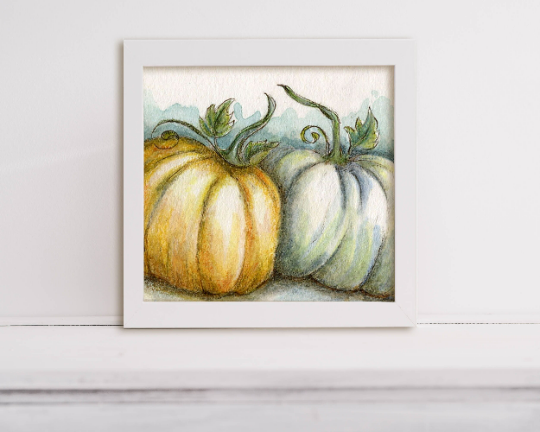 Impression numérique Citrouilles d'Halloween N°7 Aquarelle Miniature Téléchargement instantané