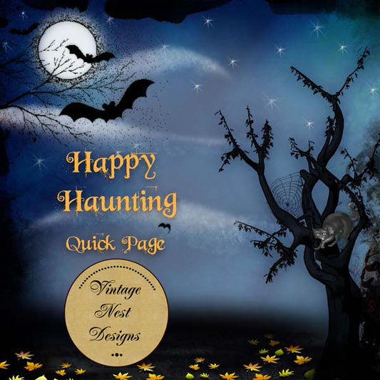 Digital Scrapbooking Happy Haunting Quick Page No.1 Instant Download