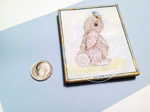 Bunny Butterfly No.1:4 Miniature de maison de poupée faite à la main